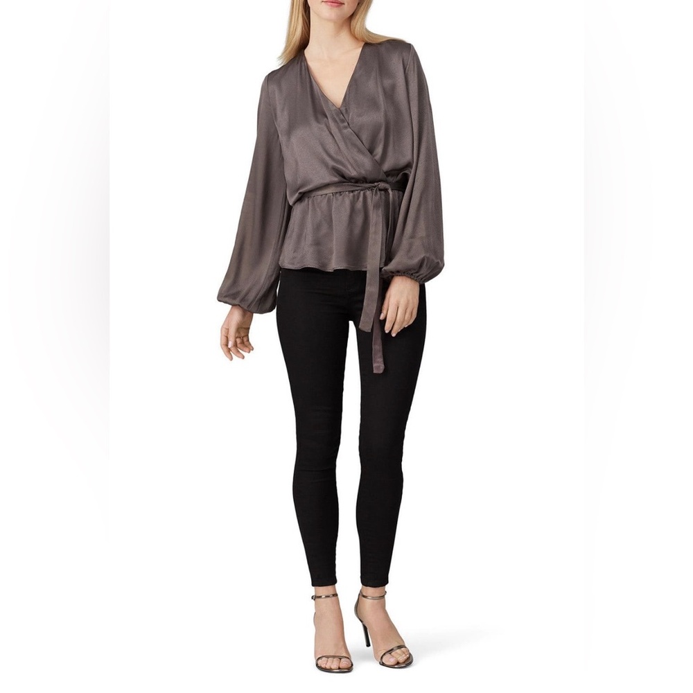 Krisa Gunmetal Wrap Top